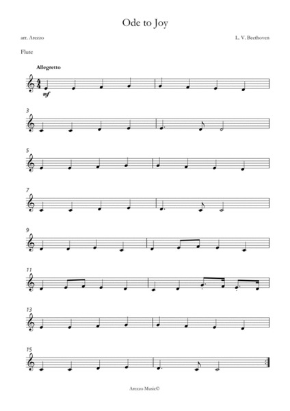 ode to joy flute and cello sheet music in c - for beginners image number null