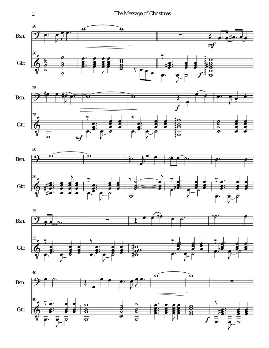 The Message of Christmas for bassoon and guitar Bassoon scores gallery preview page 2