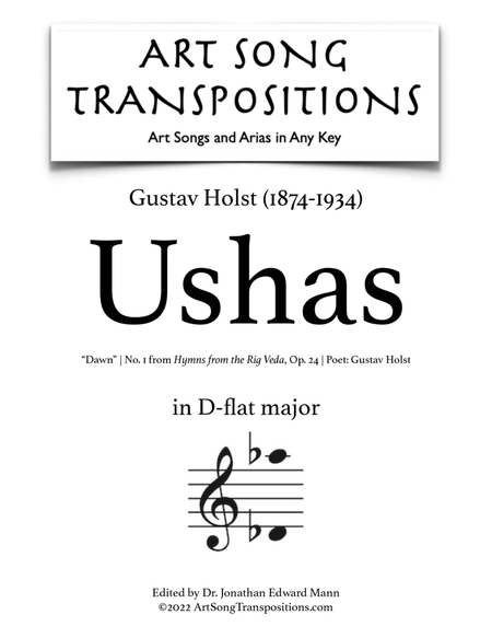 HOLST: Ushas (transposed to D-flat major)