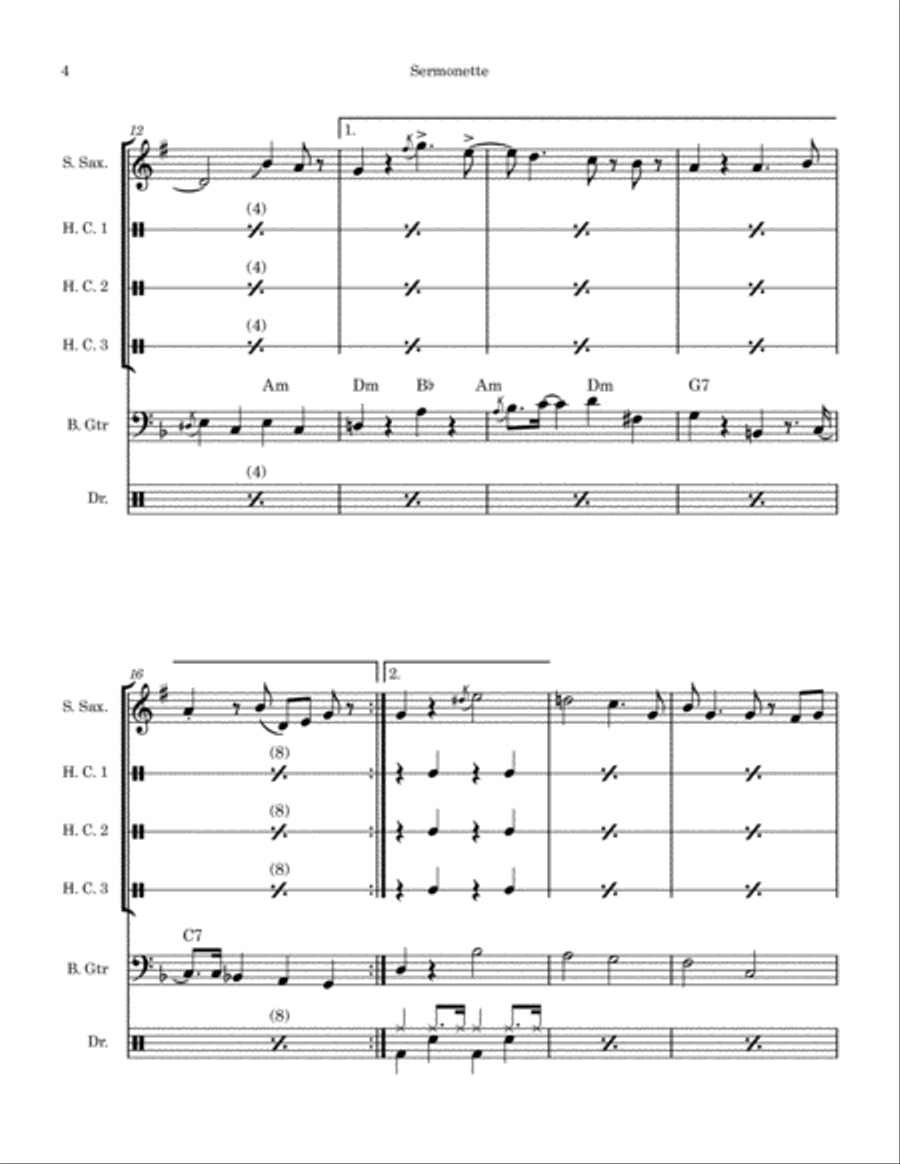 Sermonette Saxophone Quartet scores gallery preview page 4
