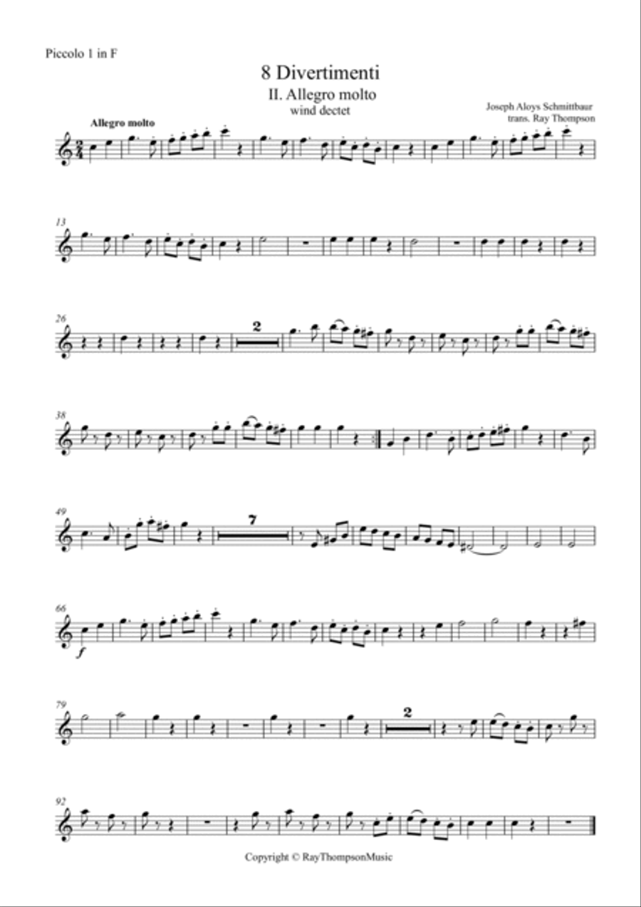 Schmittbaur: Divertimenti No.2 Allegro Molto Woodwind Quintet scores gallery preview page 5