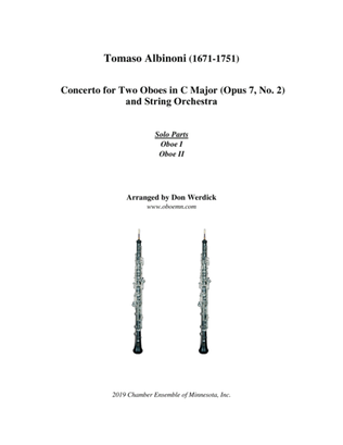Book cover for Concerto for Two Oboes in C Major, Op. 7 No. 2