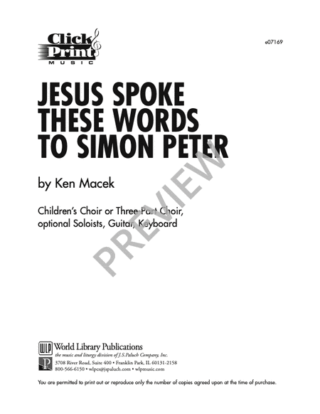 Jesus Spoke These Words to Simon Peter image number null