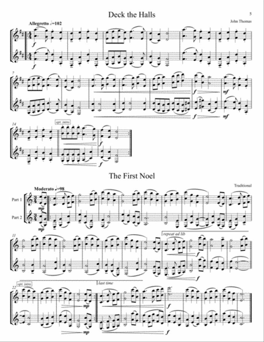 Twenty-One Christmas Carols for Flexible Woodwind Duet - B-flat Transposition Clarinet Duet scores gallery preview page 5