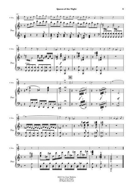 Queen of the Night Aria - French Horn and Piano (Full Score and Parts) image number null