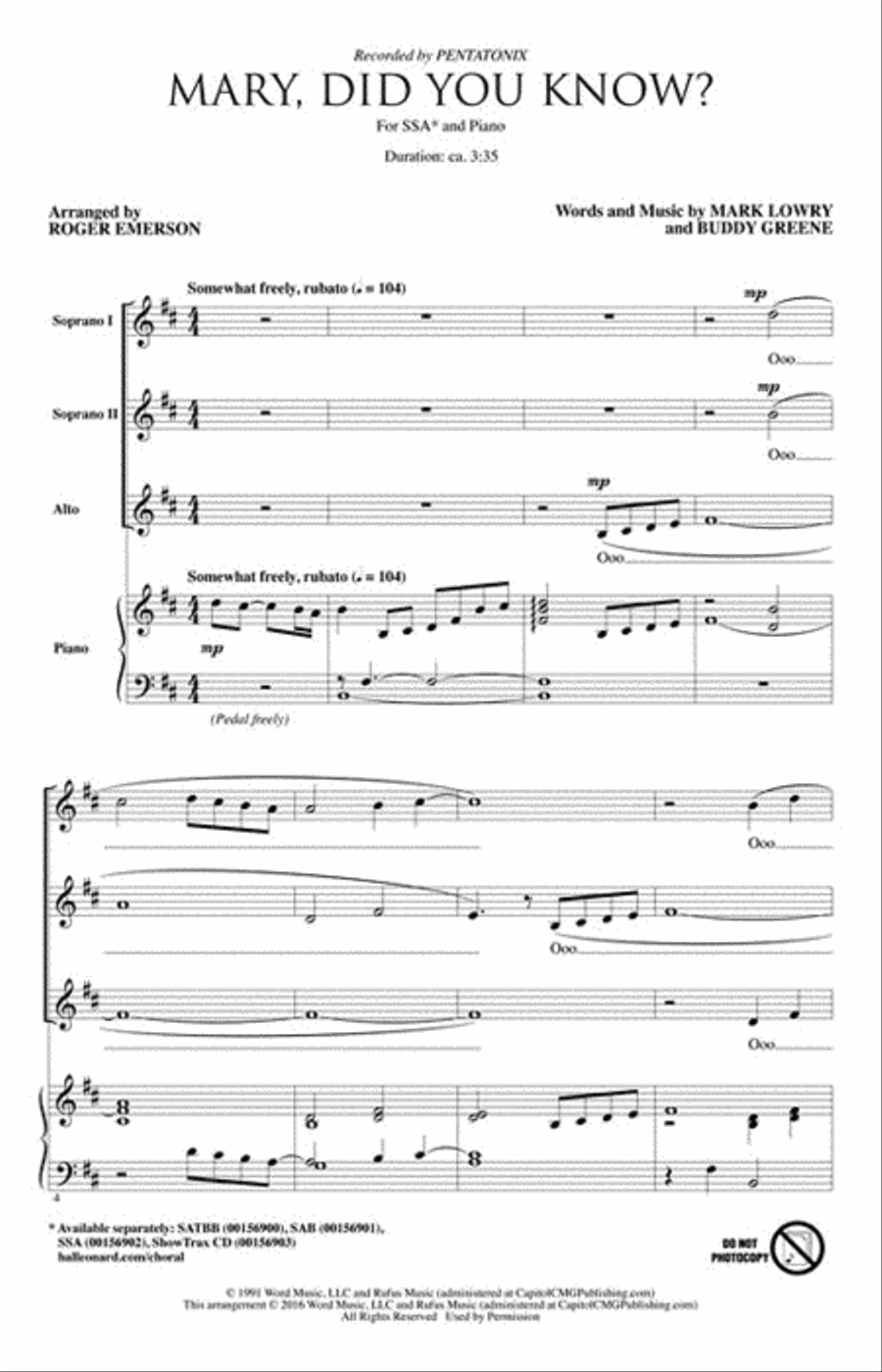 Mary, Did You Know? SSA scores gallery preview page 2