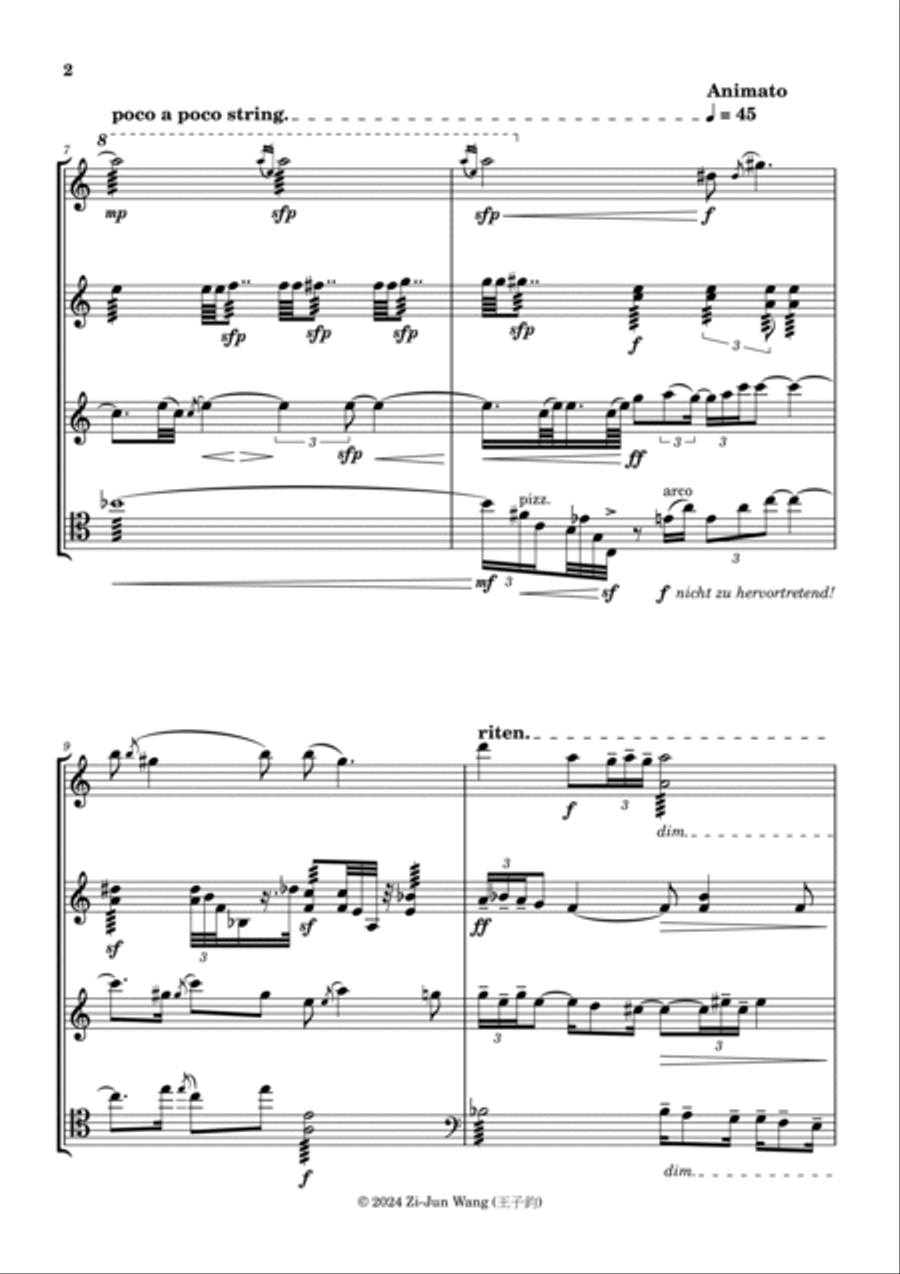 Echoes of the Mountain, Dance of the Spirit - for String Quartet String Quartet scores gallery preview page 2