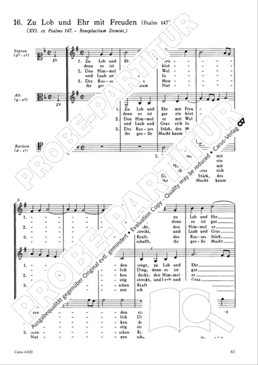 Calvisius: Tricinia. Psalmen und Motetten zu drei Stimmen Choir scores gallery preview page 62