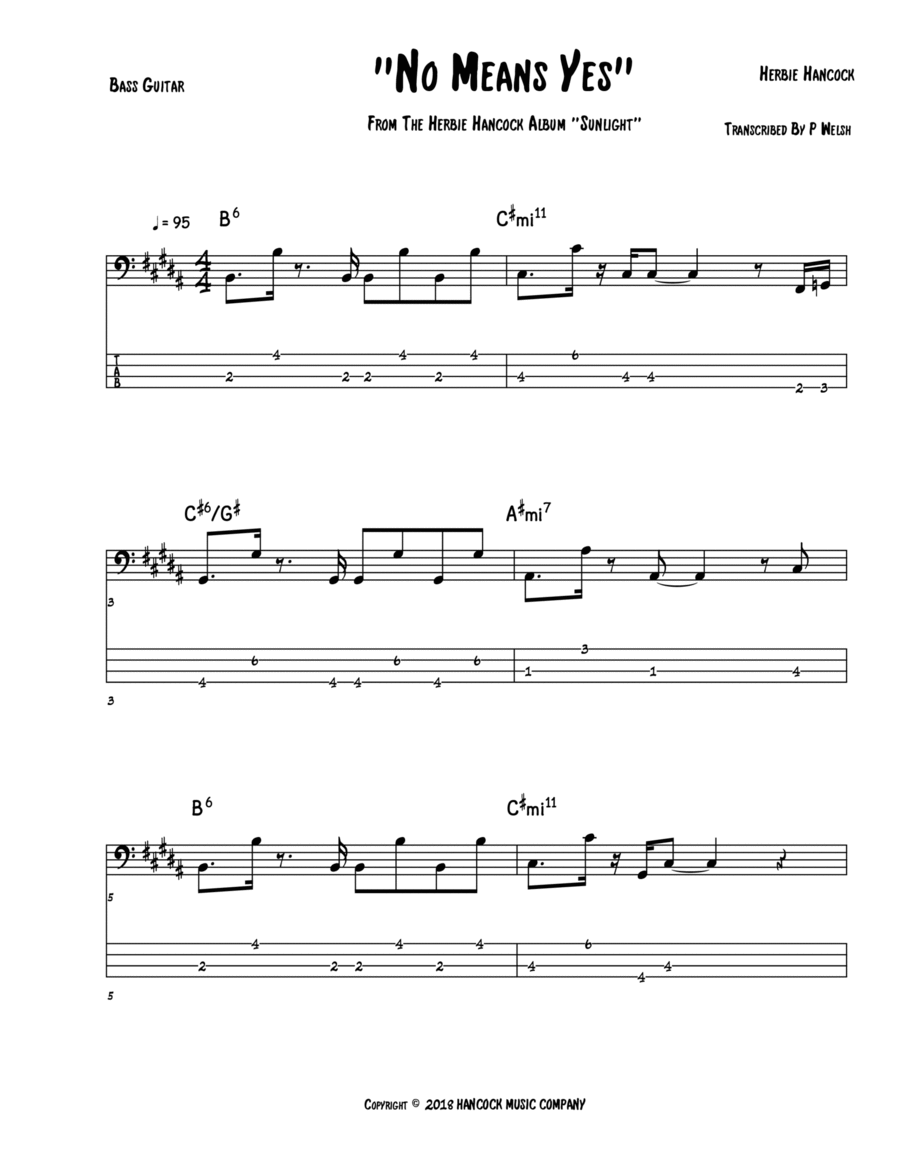 No Means Yes Bass Guitar scores gallery preview page 1