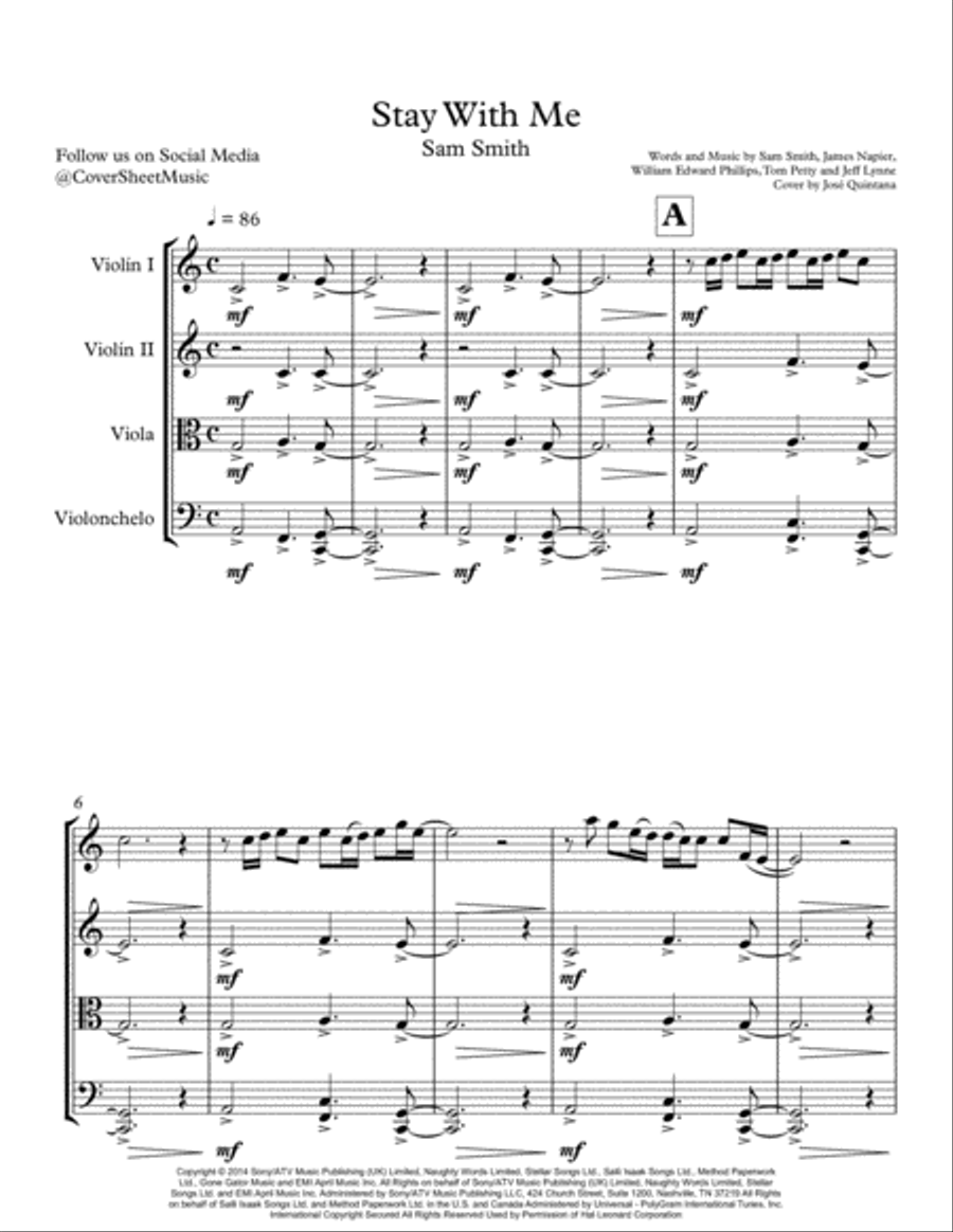 Stay With Me String Quartet scores gallery preview page 2