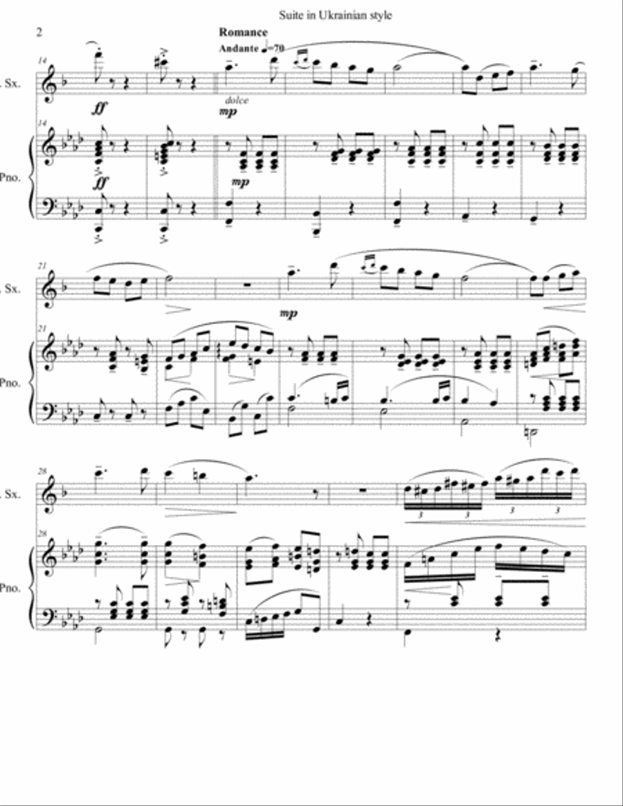 Suite in Ukrainian style,for saxo-alto and piano Alto Saxophone scores gallery preview page 2