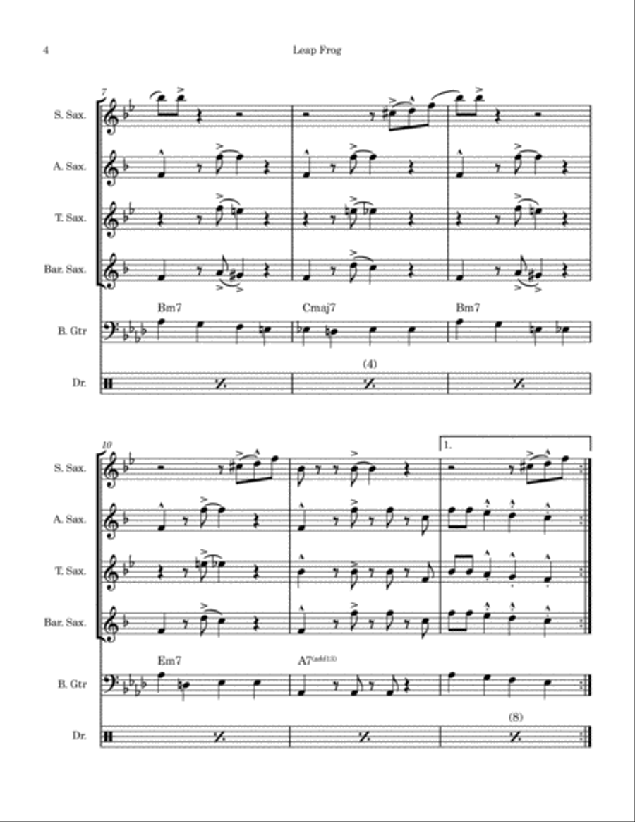 Leap Frog Saxophone Quartet scores gallery preview page 4