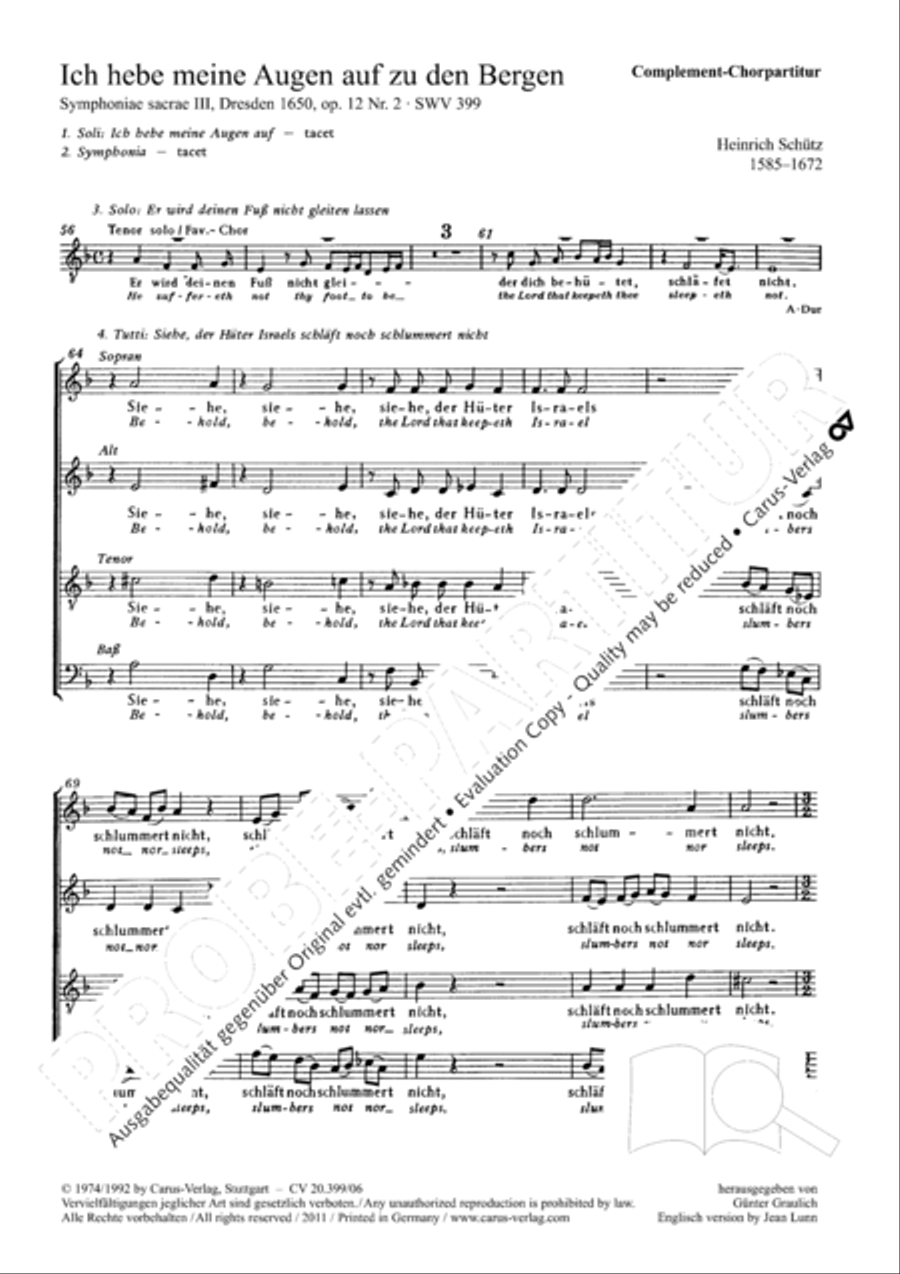 I lift up mine eyes (Ich hebe meine Augen auf zu den Bergen) ATB scores gallery preview page 2