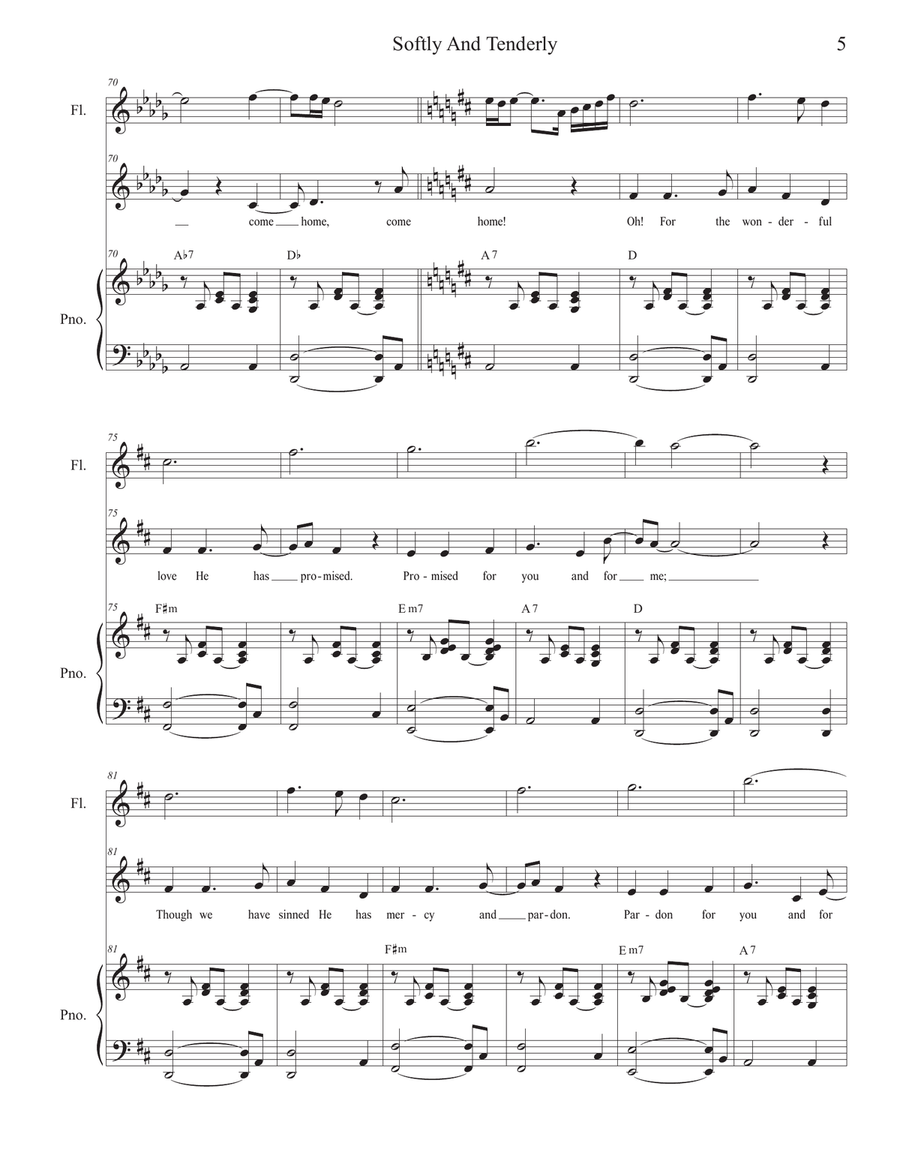 Softly And Tenderly (Vocal Solo) Piano, Vocal scores gallery preview page 5