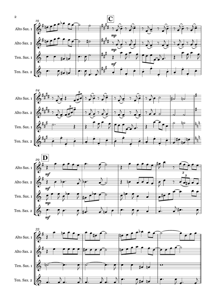 Dream A Little Dream Of Me Saxophone Quartet scores gallery preview page 2