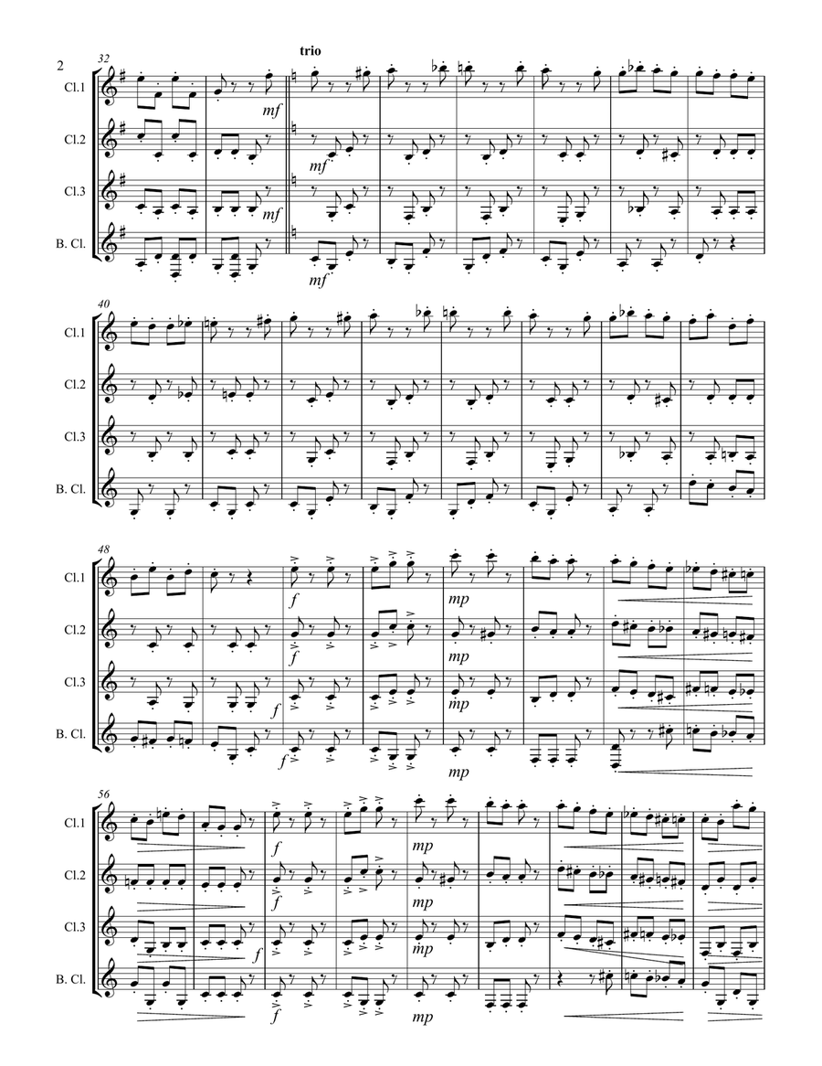 Strauss II – Pizzicato Polka (for Clarinet Quartet) Clarinet Quartet scores gallery preview page 3