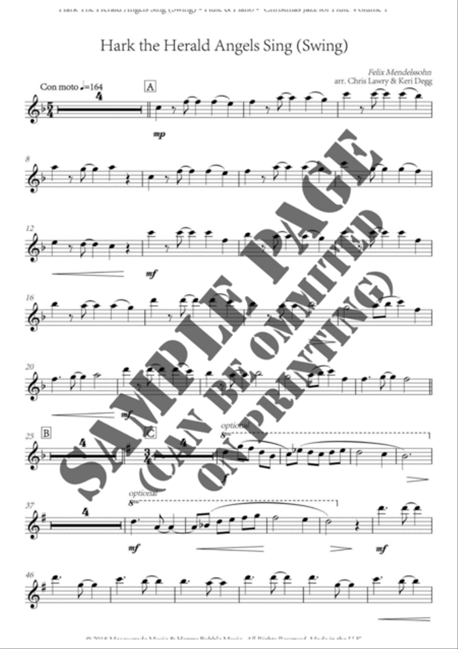 Christmas Jazz Volume 1 (flute) - 5 Christmas/Holiday pieces in Jazz Styles (also Funk, and Ballad) Flute Solo scores gallery preview page 6
