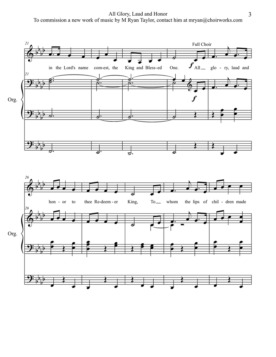 All Glory, Laud and Honor to the Tune of Holst's Thaxted for Choir, Congregation, Organ, Piano and O 4-Part scores gallery preview page 3