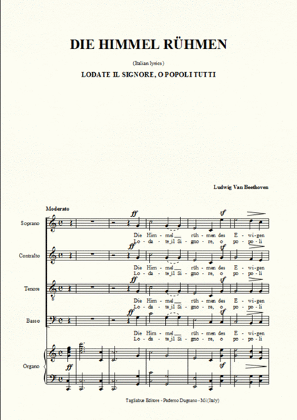 DIE HIMMEL RÜHMEN - Beethoven - Arr. for SATB Choir and Organ image number null
