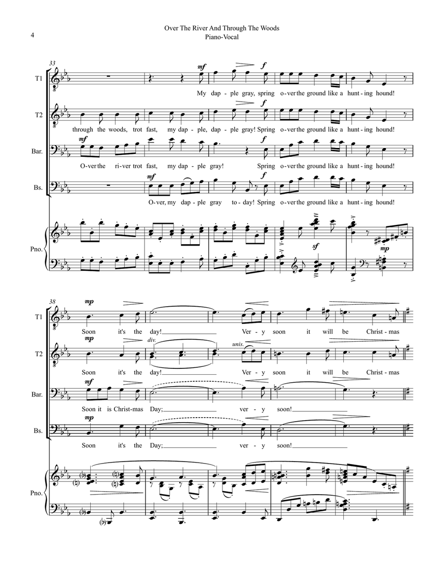 Over The River And Through The Woods TTBB scores gallery preview page 4