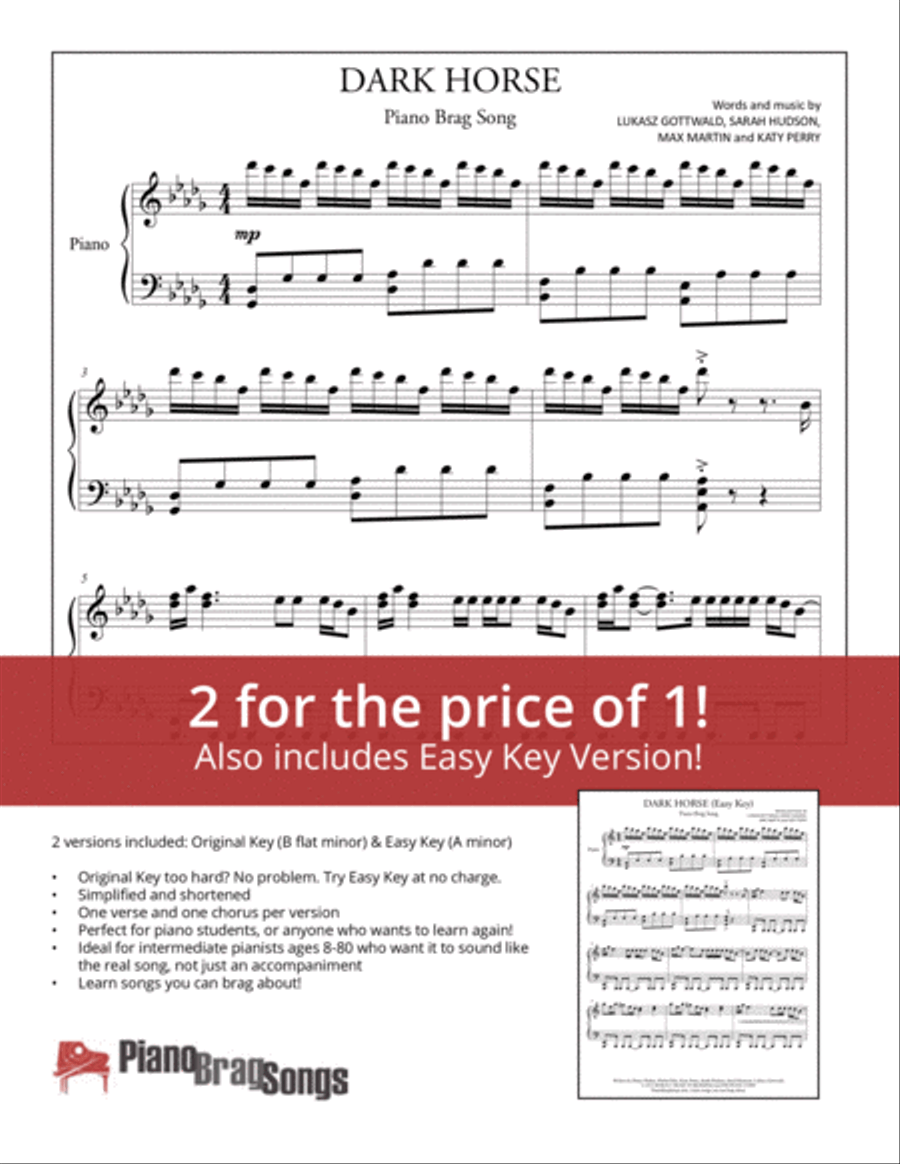 Dark Horse Easy Piano scores gallery preview page 1