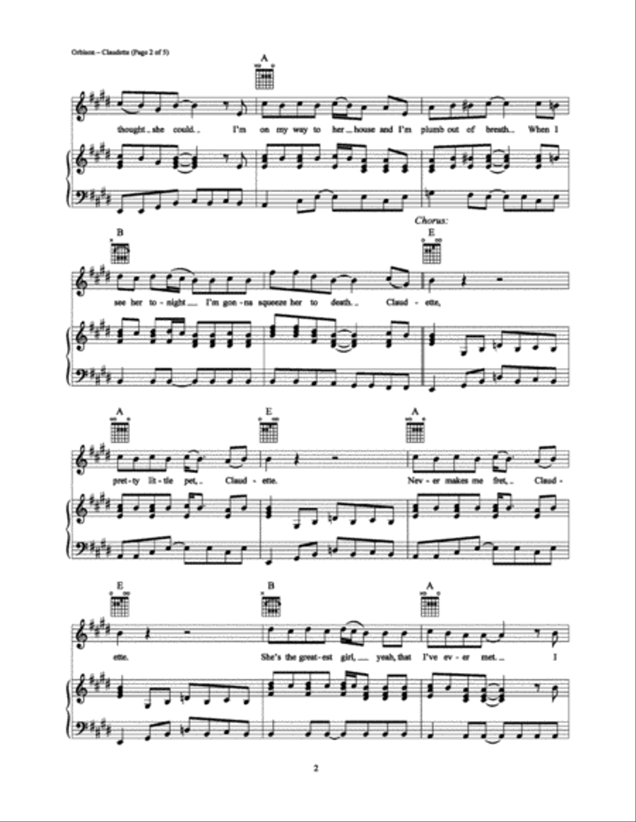 Claudette Claudette Piano, Vocal, Guitar scores gallery preview page 2