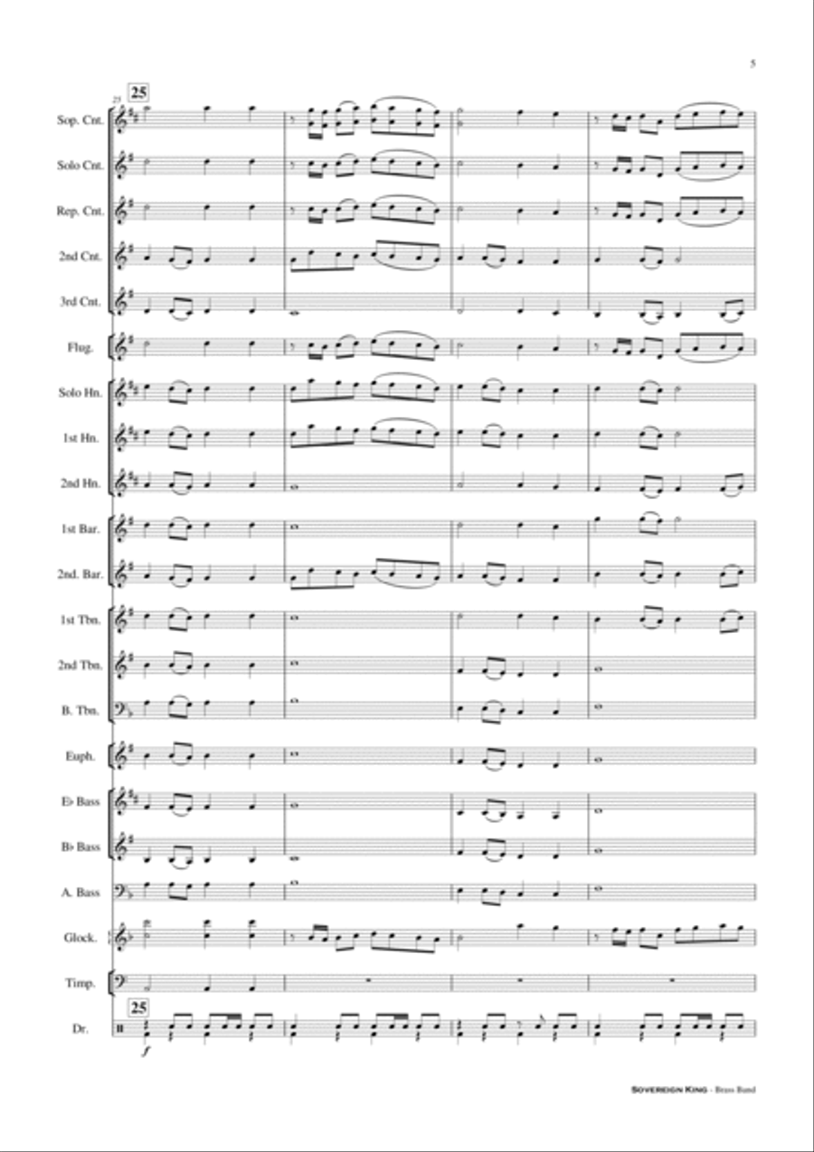 Sovereign King - Brass Band (with Cornet Trio) Score and Parts PDF Brass Trio scores gallery preview page 6