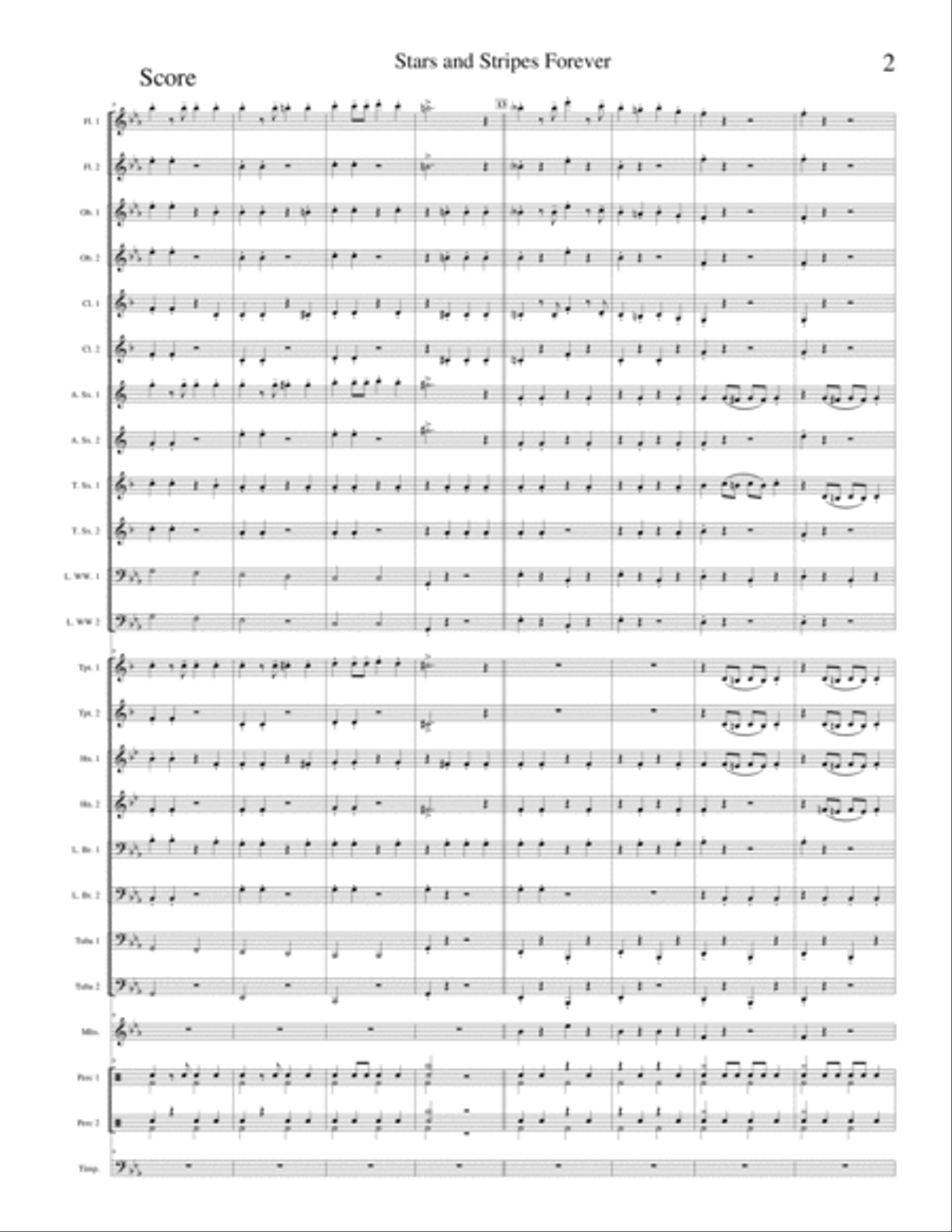 The Stars and Stripes Forever for MS Band by John Philip Sousa Concert Band scores gallery preview page 3