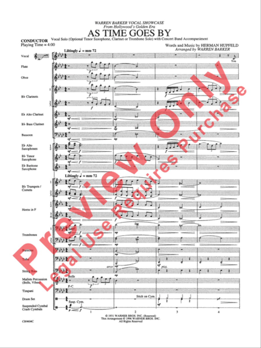 As Time Goes By Concert Band scores gallery preview page 4