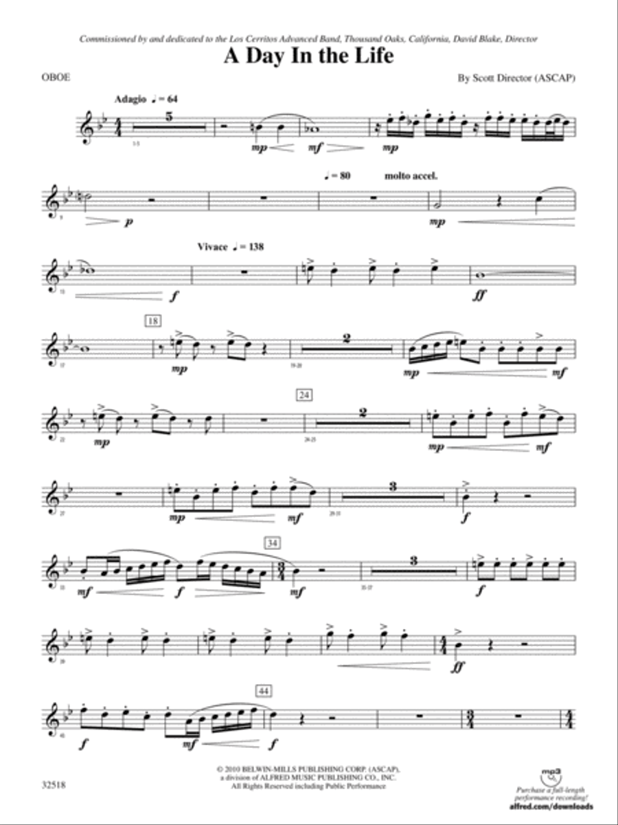 A Day in the Life: Oboe Concert Band scores gallery preview page 1