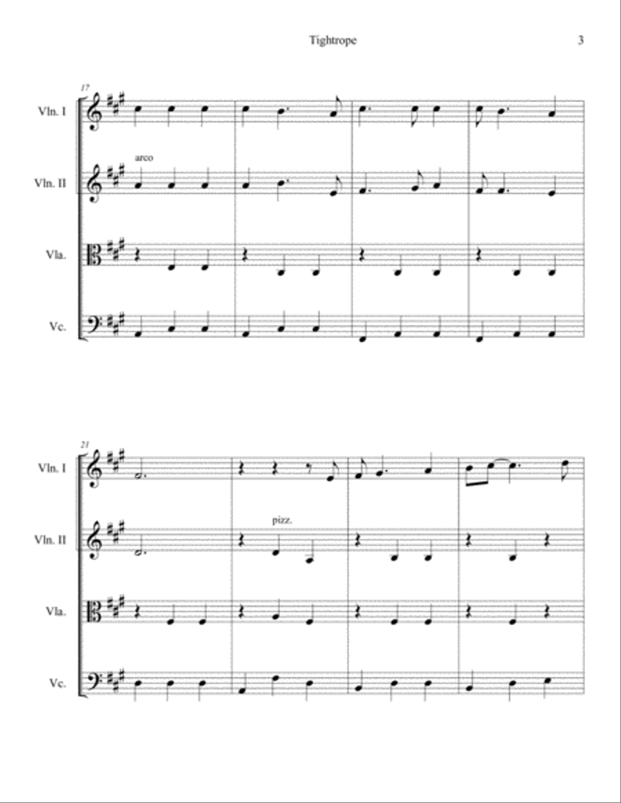 Tightrope Tightrope String Quartet scores gallery preview page 5