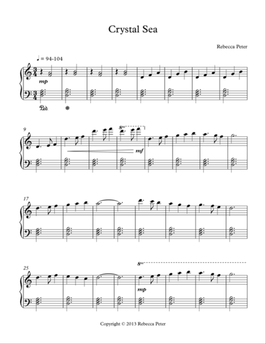 Crystal Sea Easy Piano scores gallery preview page 1