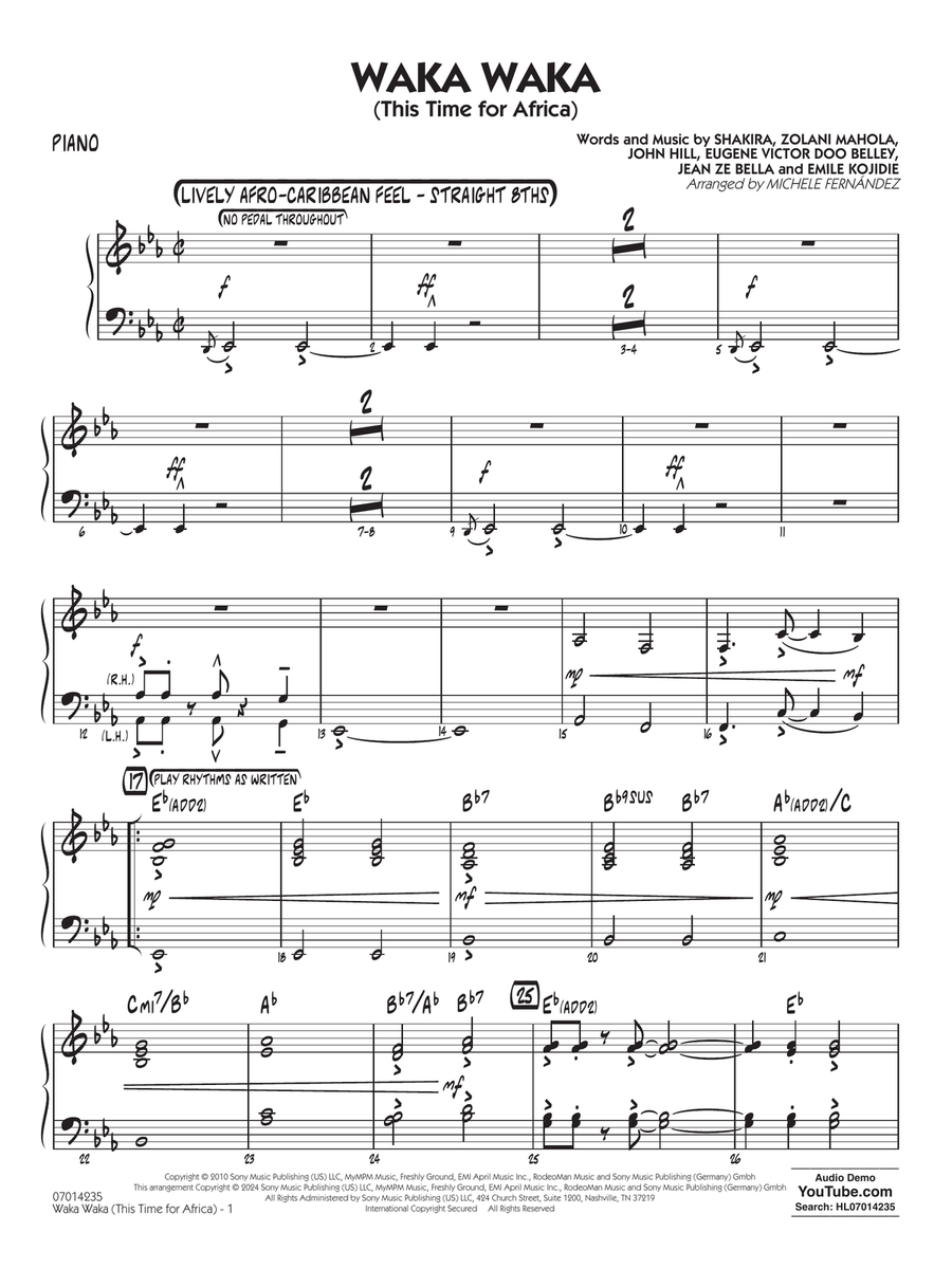 Waka Waka (This Time for Africa) - Piano