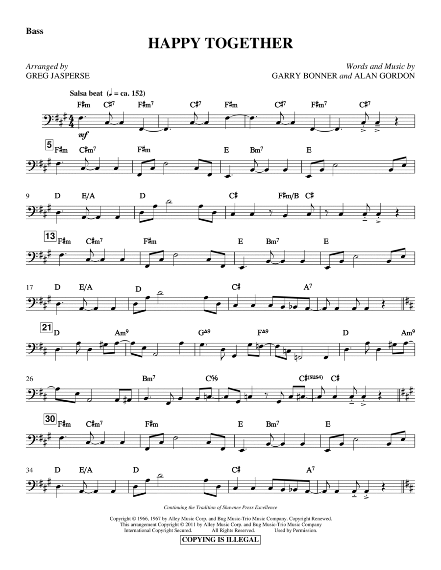 Happy Together - Bass Happy Together - Bass Choir scores gallery preview page 1