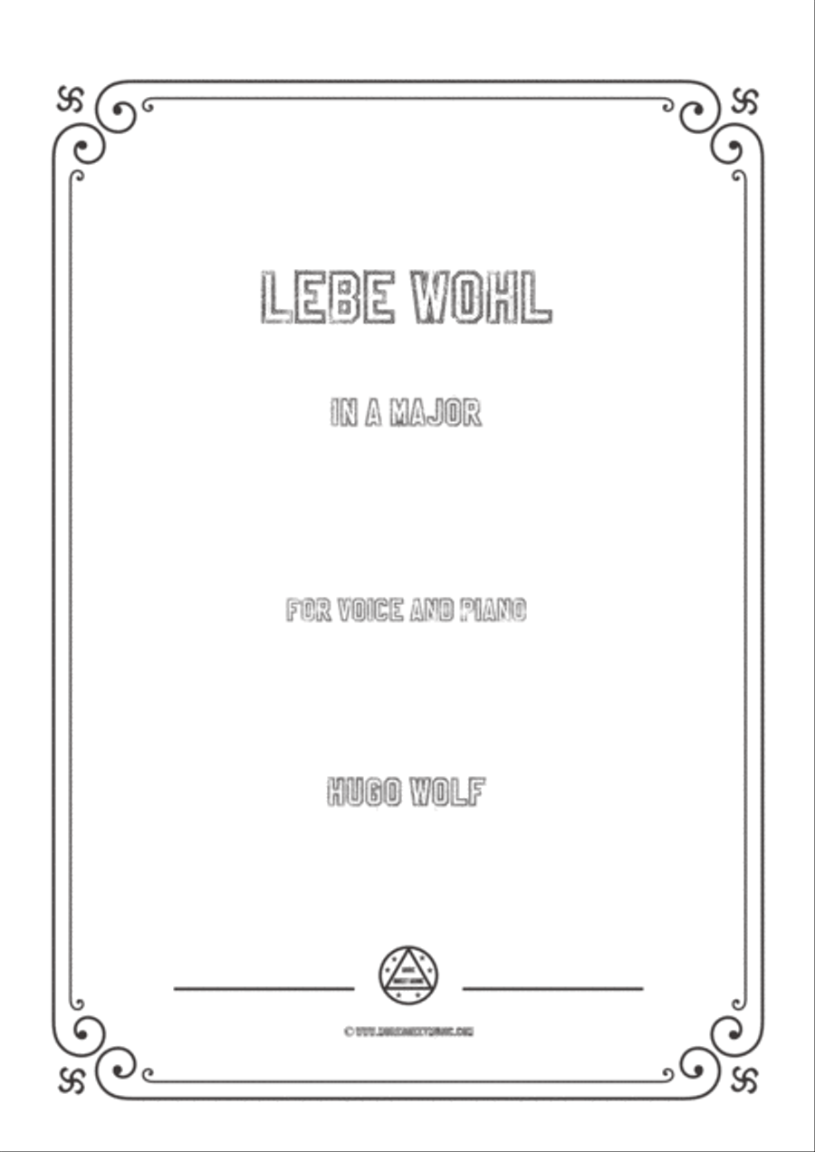 Wolf-Lebe wohl in A Major,for Voice and Piano Voice Solo scores gallery preview page 1