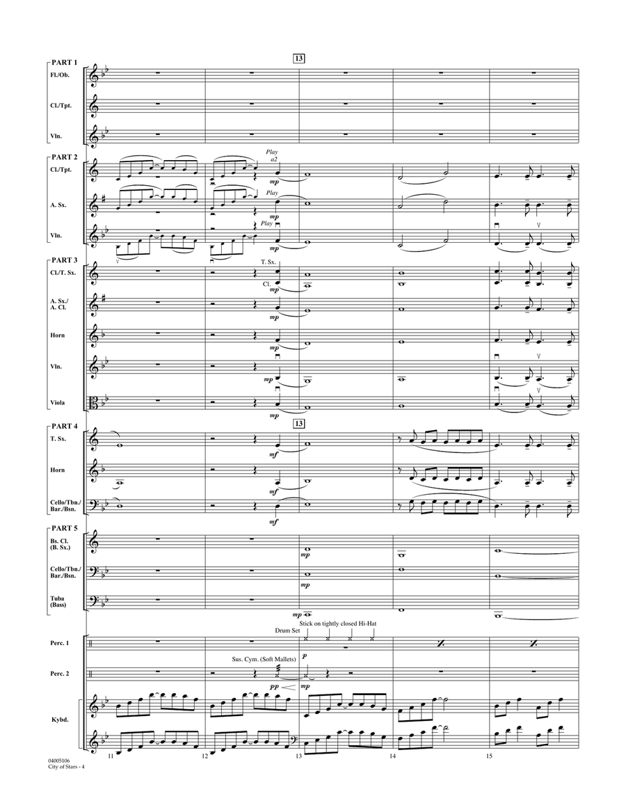 City of Stars (from La La Land) - Conductor Score (Full Score) Concert Band scores gallery preview page 4