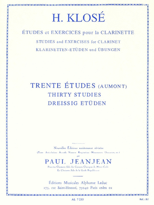 Book cover for Studies And Exercises For Clarinet (30 Studies) With Revisions By Paul