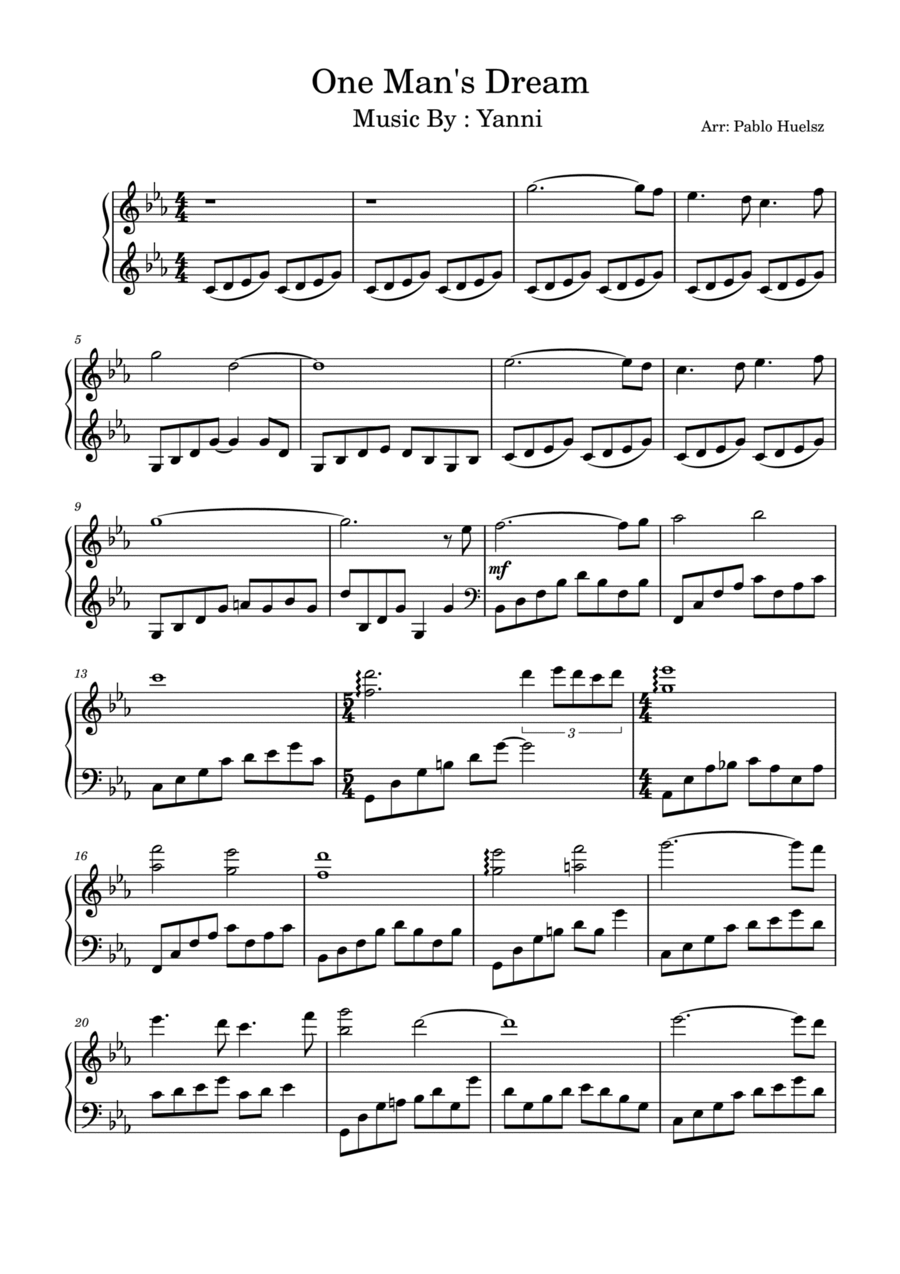 One Man's Dream Piano Solo scores gallery preview page 1