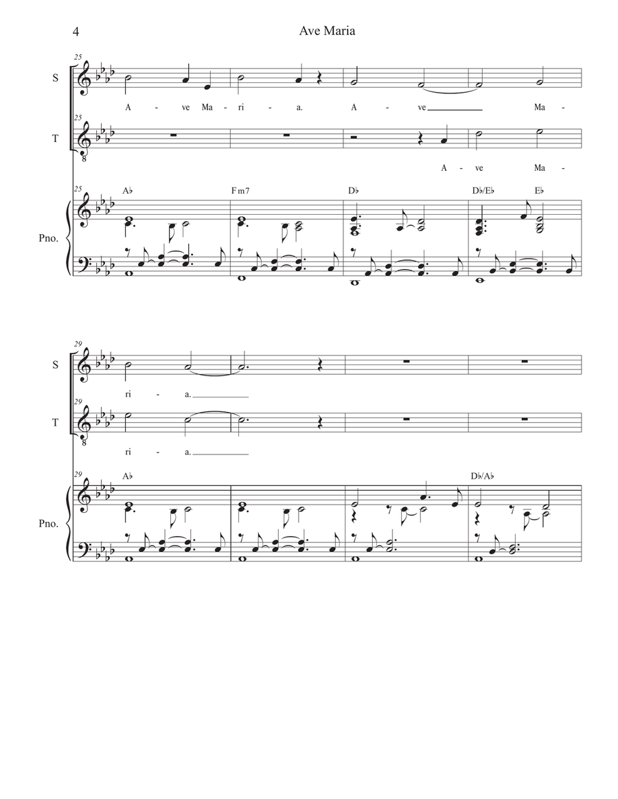 Ave Maria (Mother of Divine Mercy) (2-part choir - (Soprano and Tenor) 2-Part scores gallery preview page 4
