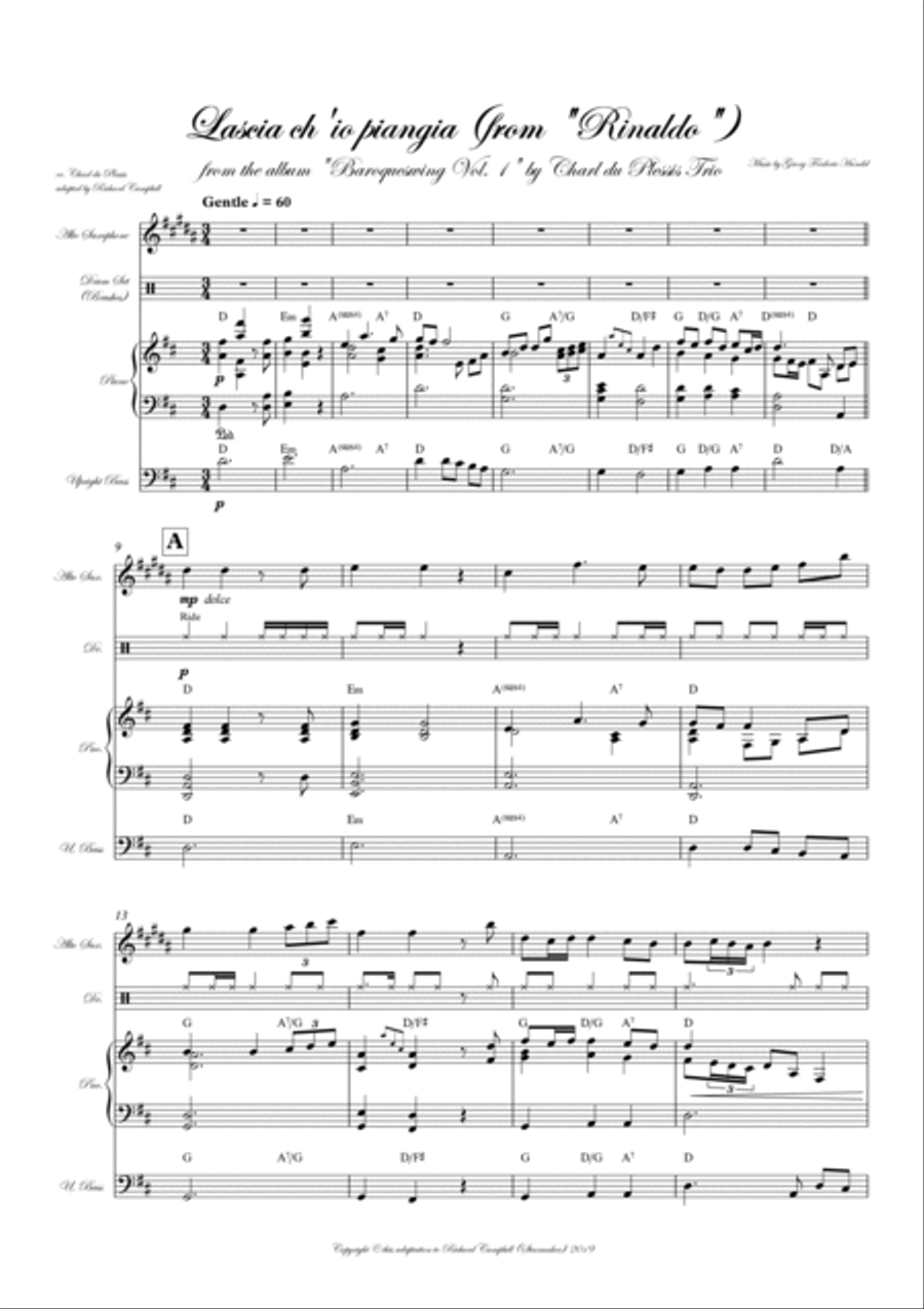 Lascia ch'io piangia (from Rinaldo) Jazz Ensemble scores gallery preview page 2