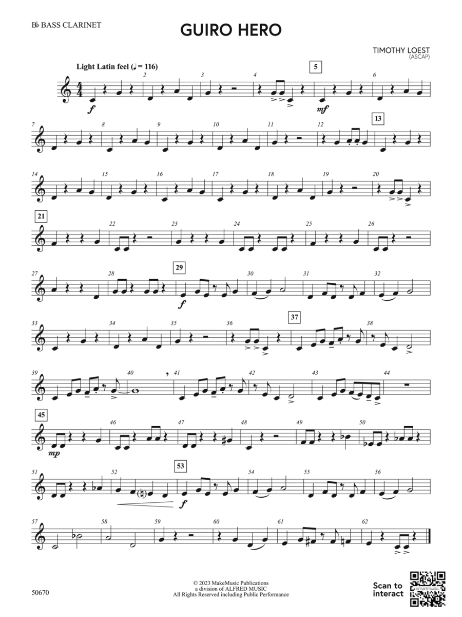 Guiro Hero: B-flat Bass Clarinet Concert Band scores gallery preview page 1