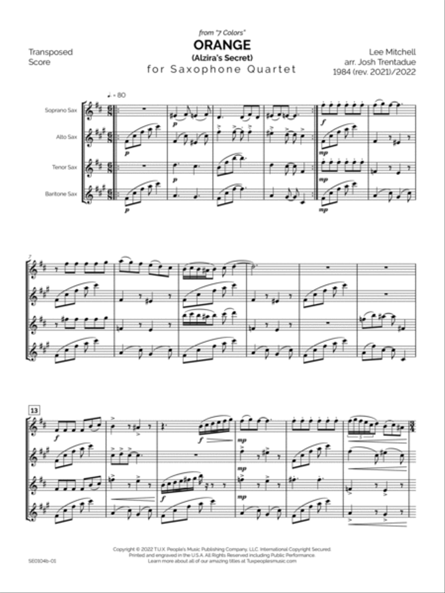 Orange Saxophone Quartet scores gallery preview page 4