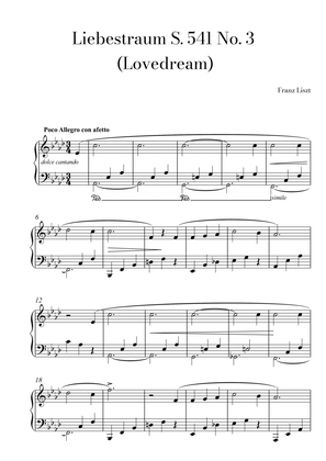 Liebestraum (Lovedream) Easy Piano