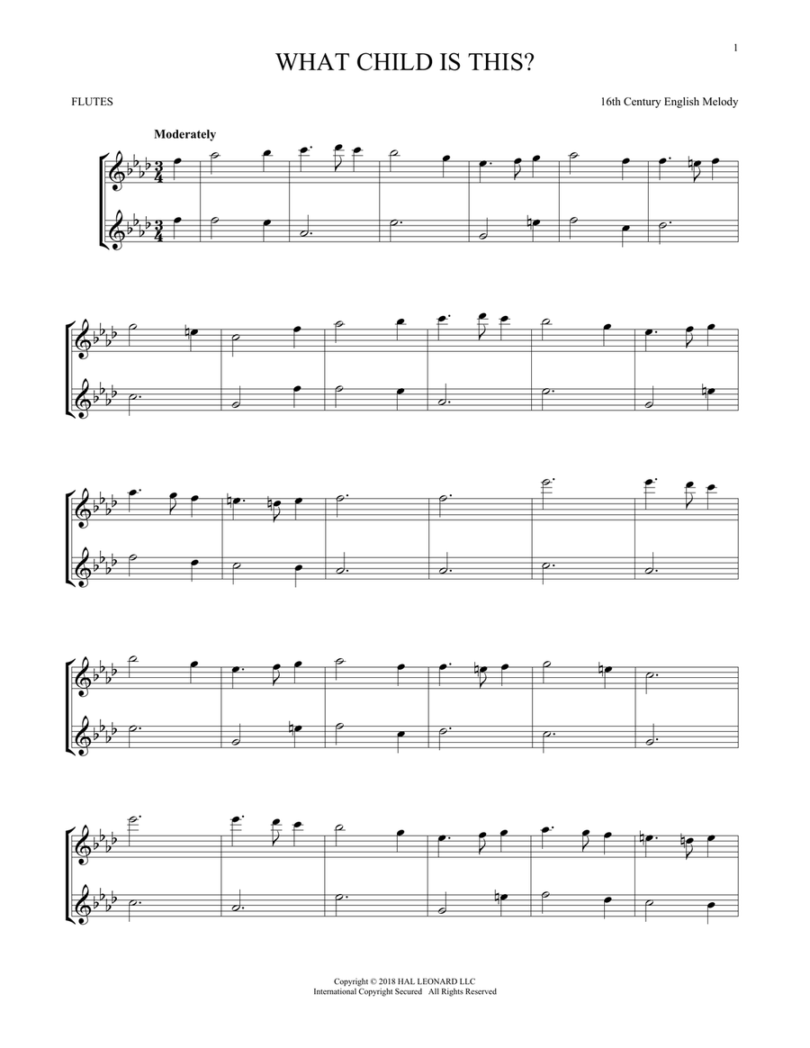 What Child Is This? Flute Duet scores gallery preview page 1