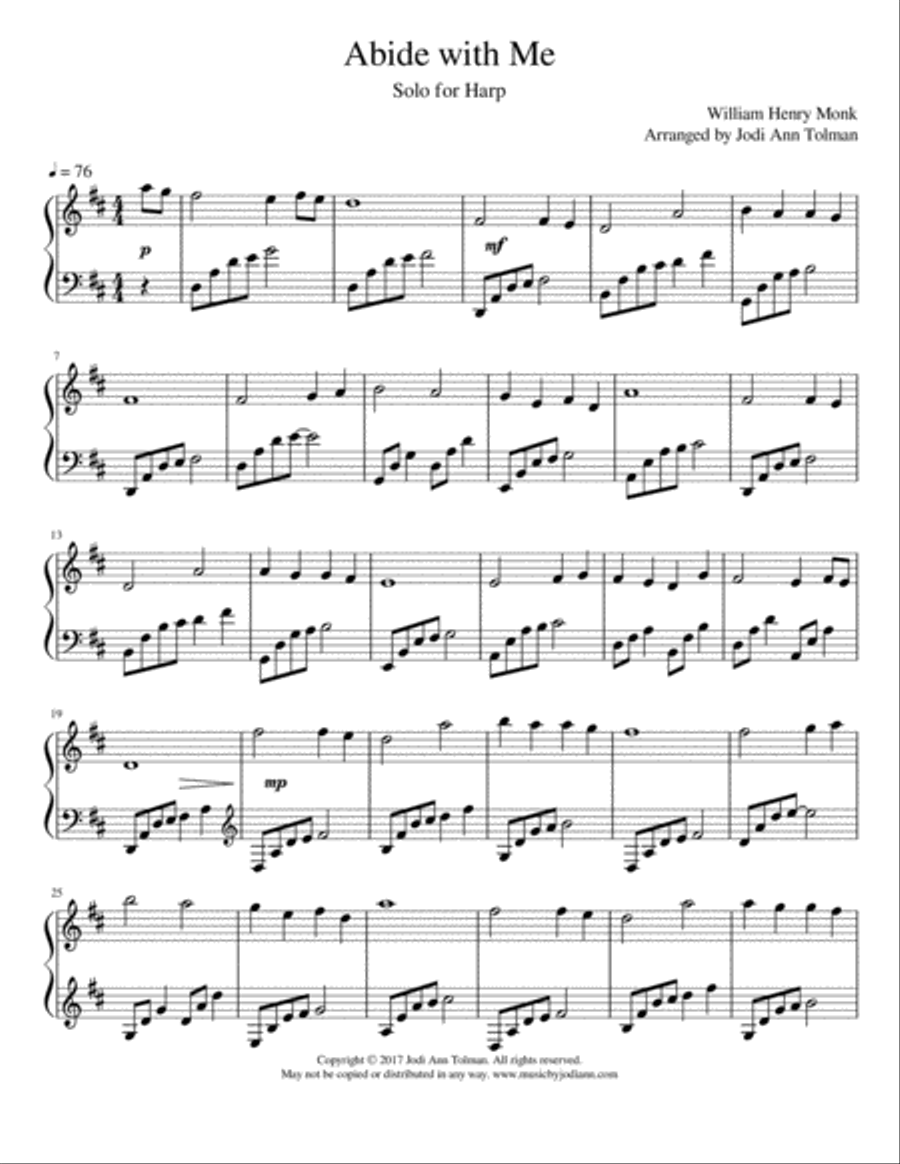 Abide With Me, Harp Solo Harp scores gallery preview page 3