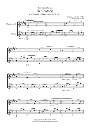Dedicatoria for clarinet in Bb and guitar