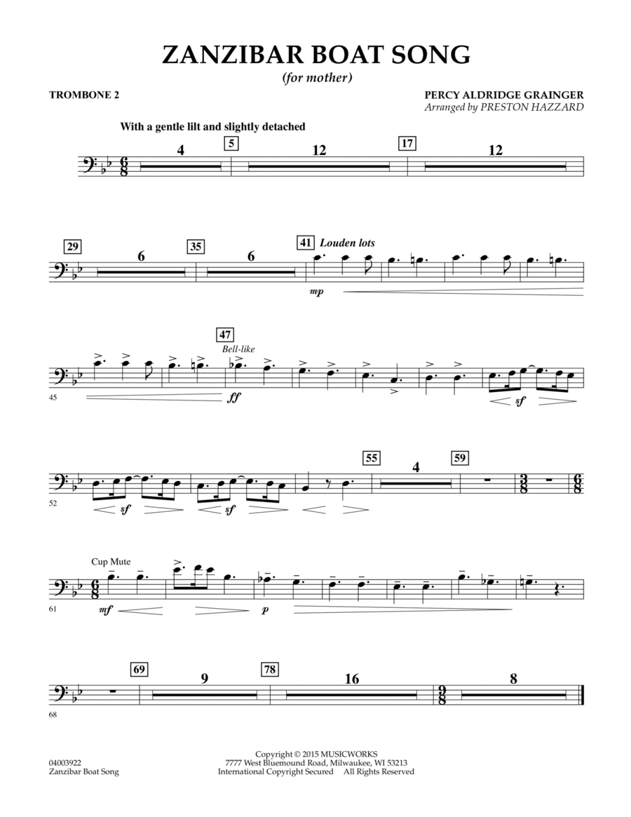 Zanzibar Boat Song - Trombone 2 Trombone scores gallery preview page 1