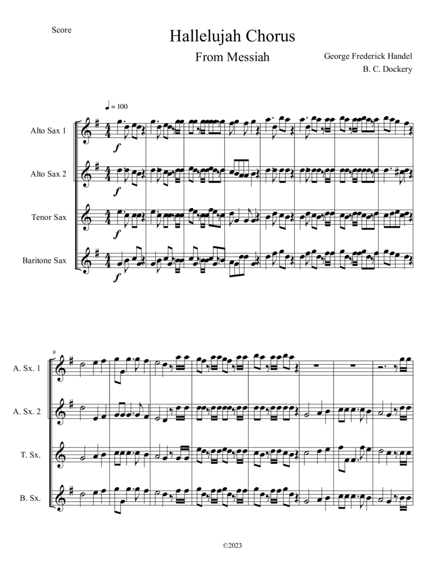 Hallelujah Chorus from Messiah (Sax Quartet) image number null