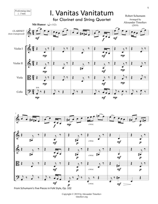 Mit Humor (Vanitas Vanitatum) for Clarinet and String Quartet, from Five Pieces in Folk Style, Op. 1