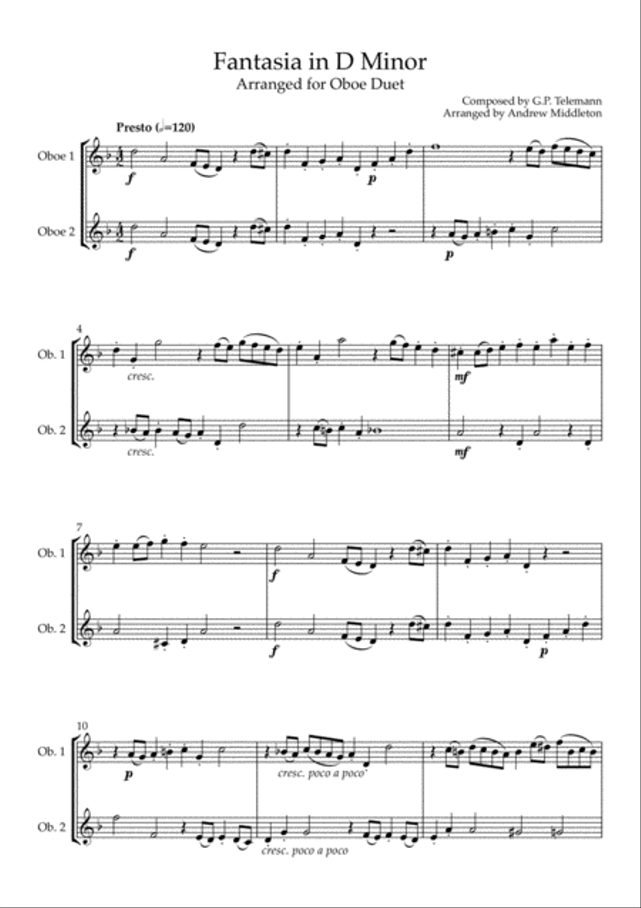 Three Fantasias arranged for Oboe Duet Woodwind Duet scores gallery preview page 3